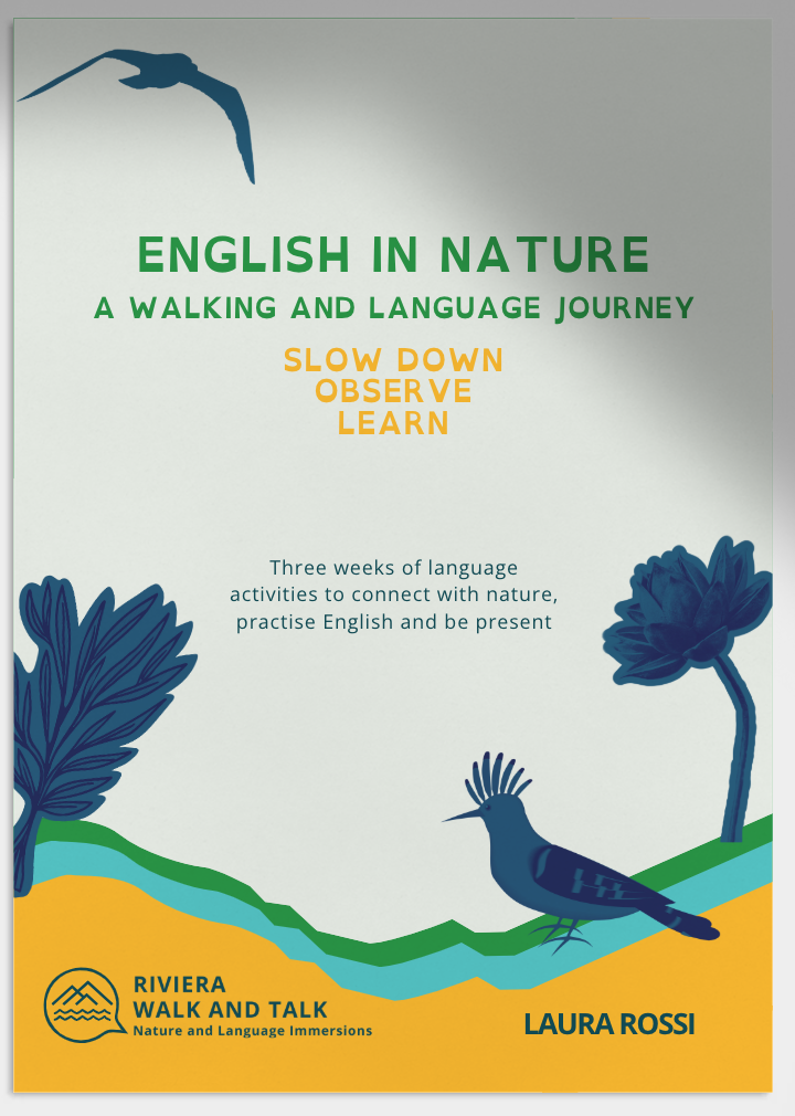 Cover image for the language practice booklet 'English in Nature' created by Laura for her project Riviera Walk And Talk